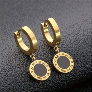18k Gold Plated Roman Numeral Earrings